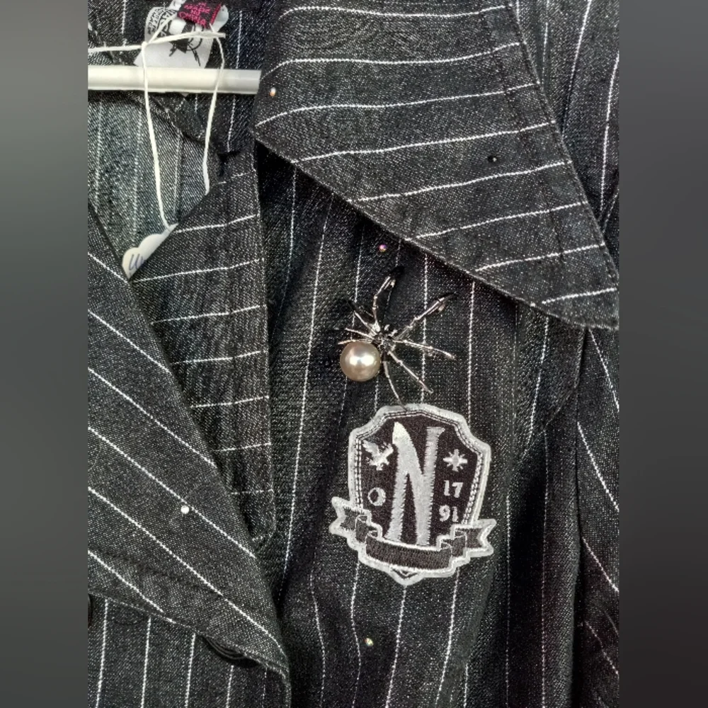Wednesday Addams custom Rage pinstriped trench coat- SOLD@hosted store - Picture 4 of 16